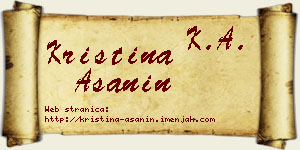 Kristina Ašanin vizit kartica